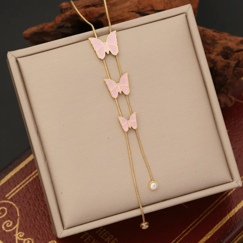 Draweye Necklaces for Women Butterfly Spring Summer Korean Fashion Sweet Jewelry Tassels Elegant Vintage Collares Para Mujer