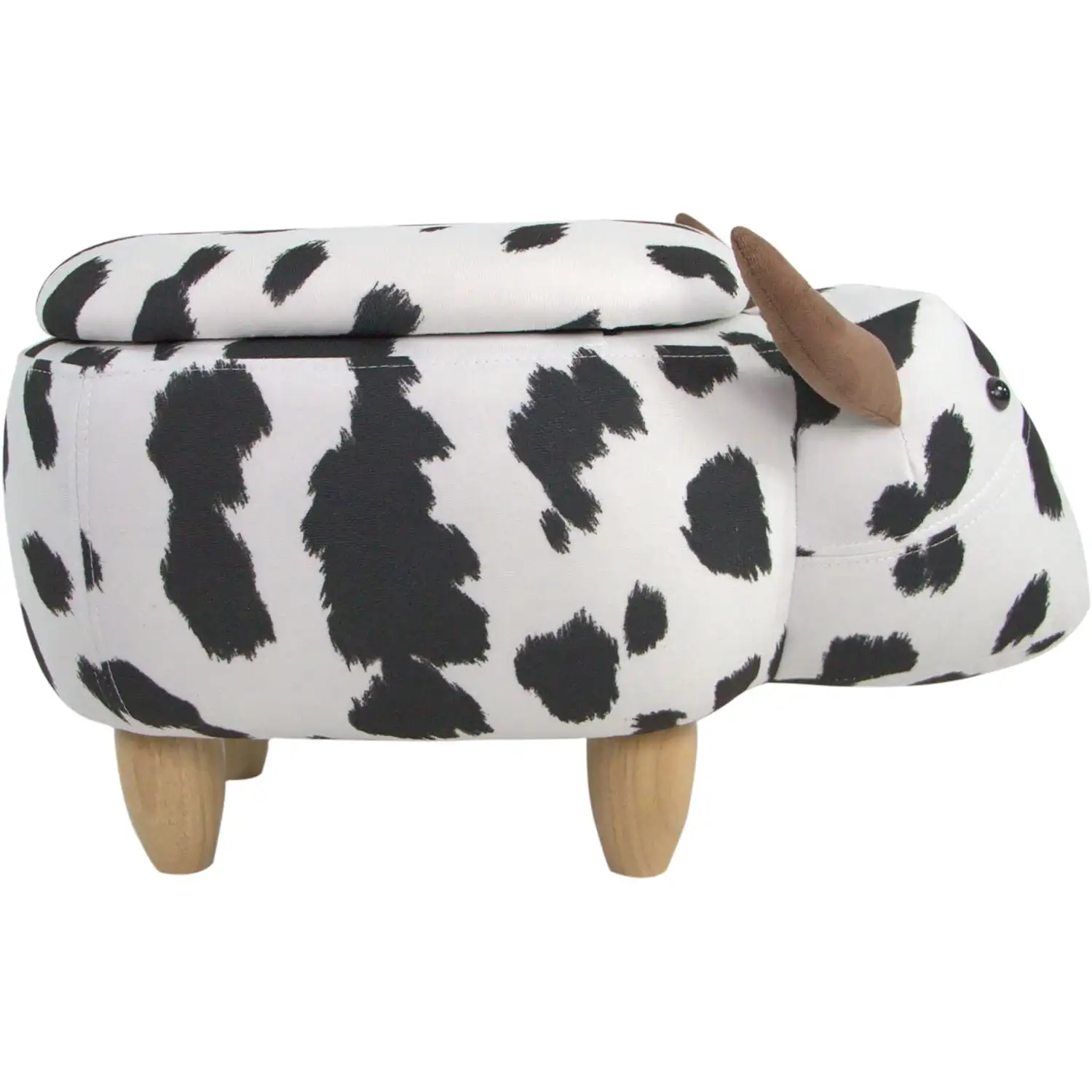 

15-In. Seat Height Black-White Cow Animal Shape Storage Ottoman - Furniture for Nursery, Bedroom, Playroom, Living Room Decor