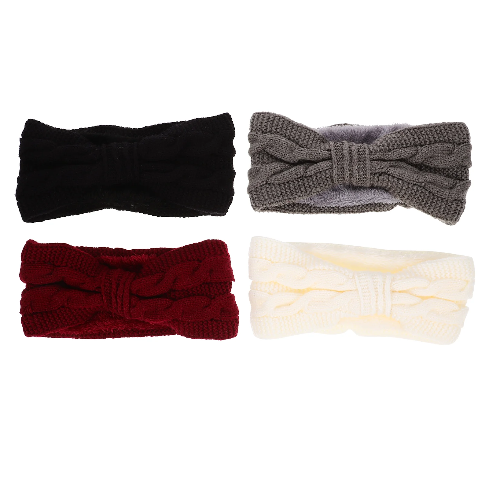 

4 Pcs Women Headbands Turban Girls Fall Hair Tie Bow Warm Christmas Acrylic Women's