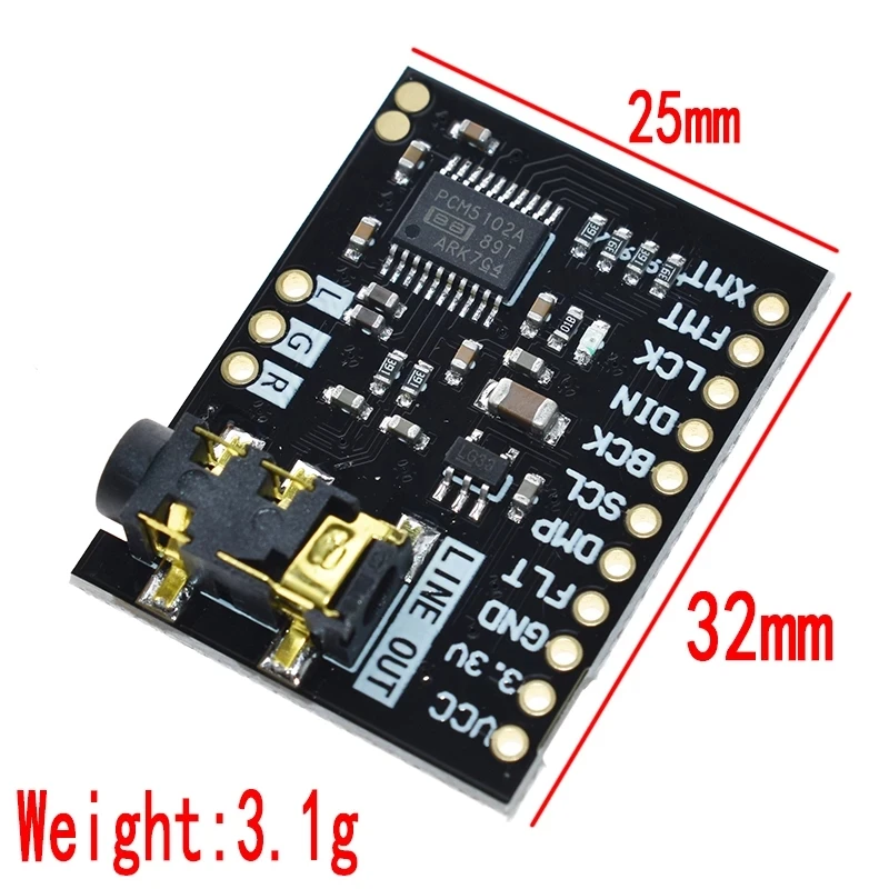 Звуковая карта для Raspberry Pi pHAT I2S интерфейс PCM5102 модуль DAC 24-разрядная аудиоплата с