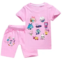 girls gabbys dollhouse clothes kids casual outfits toddler boys short sleeves t shirt shorts 2pcs sets children summer sportsuit