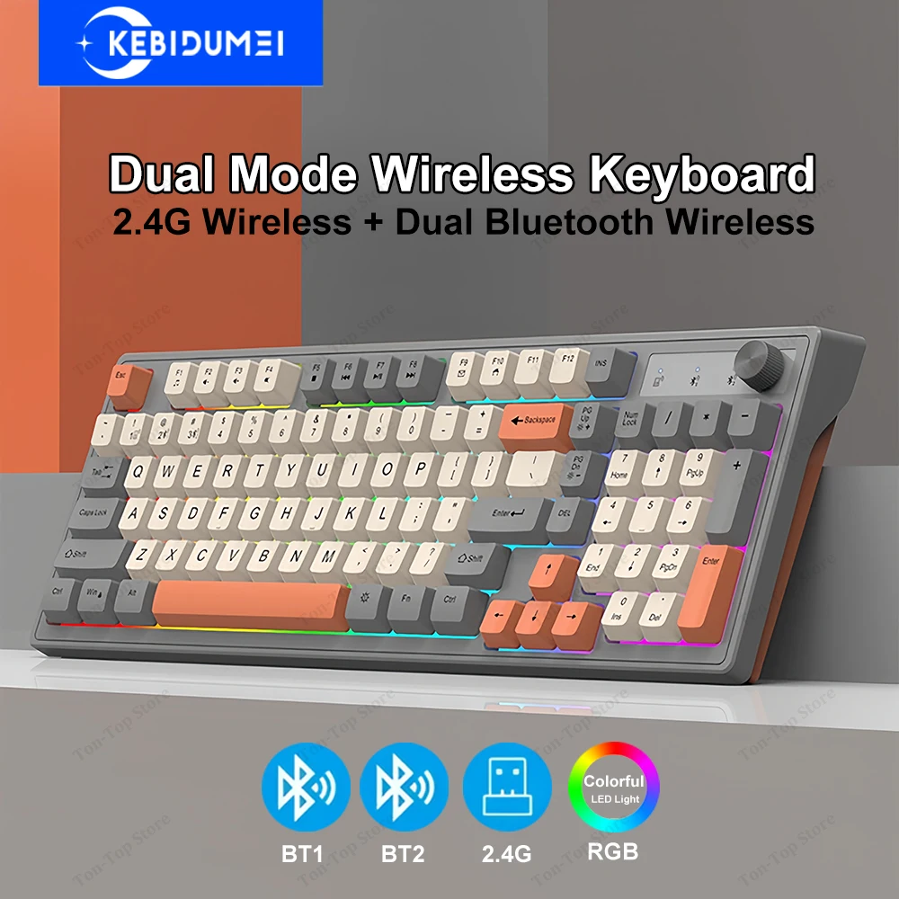 Двухрежимная механическая клавиатура, двойная клавиатура Bluetooth 5,0 ...