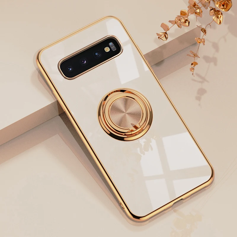 

Luxury Plating Ring Case For Samsung Galaxy S10 Plus S20 S22 Ultra S21 FE Note 20 9 10 A52 A72 S20FE A 52 72 Stand Holder Covers