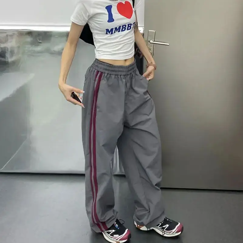 

Deeptown Y2k винтажные спортивные штаны для женщин уличная одежда полосатые парашютные брюки Мешковатые хиппи джоггеры Harajuku брюки большого размера
