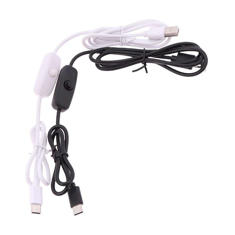 Фото USB-Type C кабель переключателя постоянного тока 5 В, 2 А, удлинитель питания, провод питания, белая, черная, стандартная линия переключения кнопок для вентилятора лампы №1