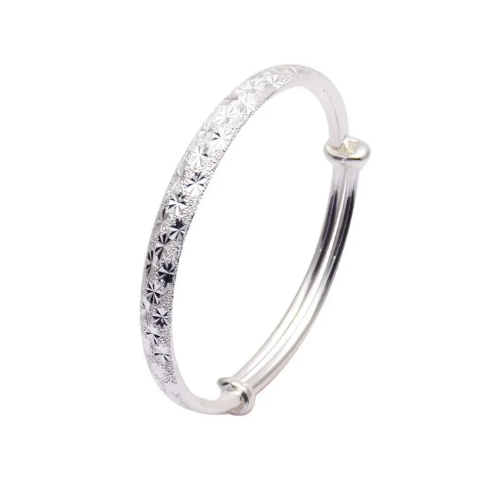 

Fashion Ladies Silver Bracelet Sterling Silver Solid Round Belly Starry Bracelet Push Pull Foot Silver Bracelet Jewelry