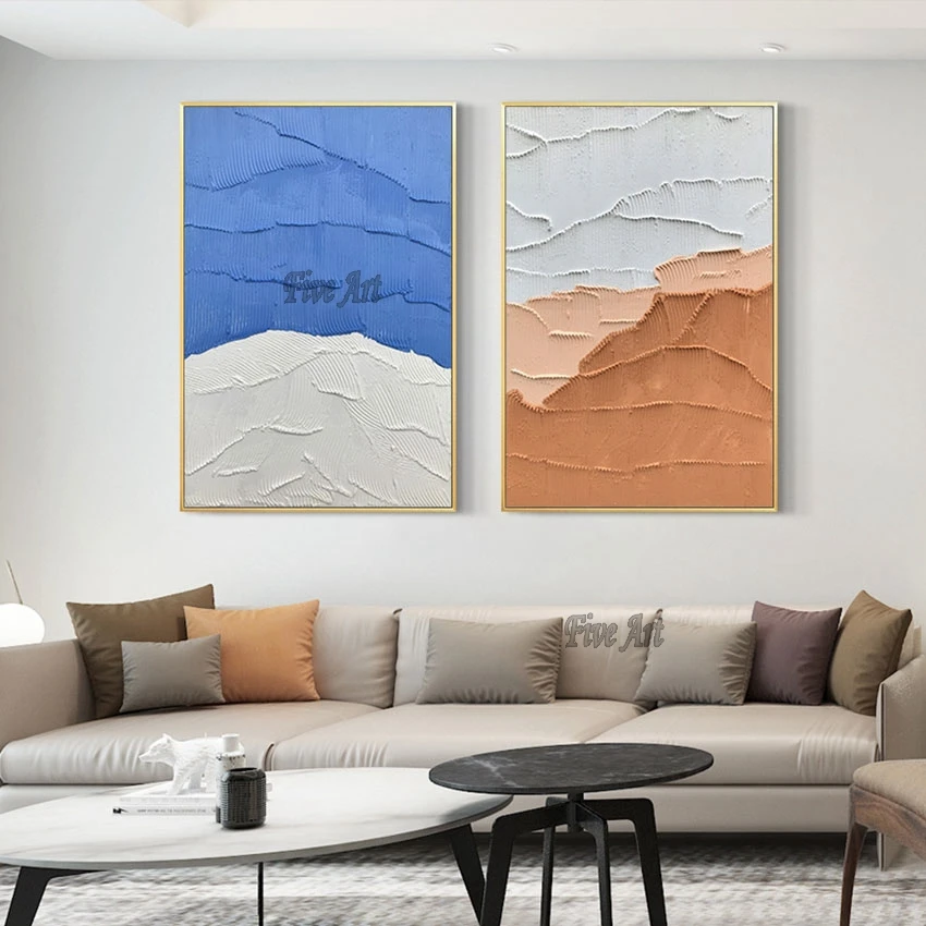 Толстая Текстура простая современная абстрактная масляная живопись 2 панели