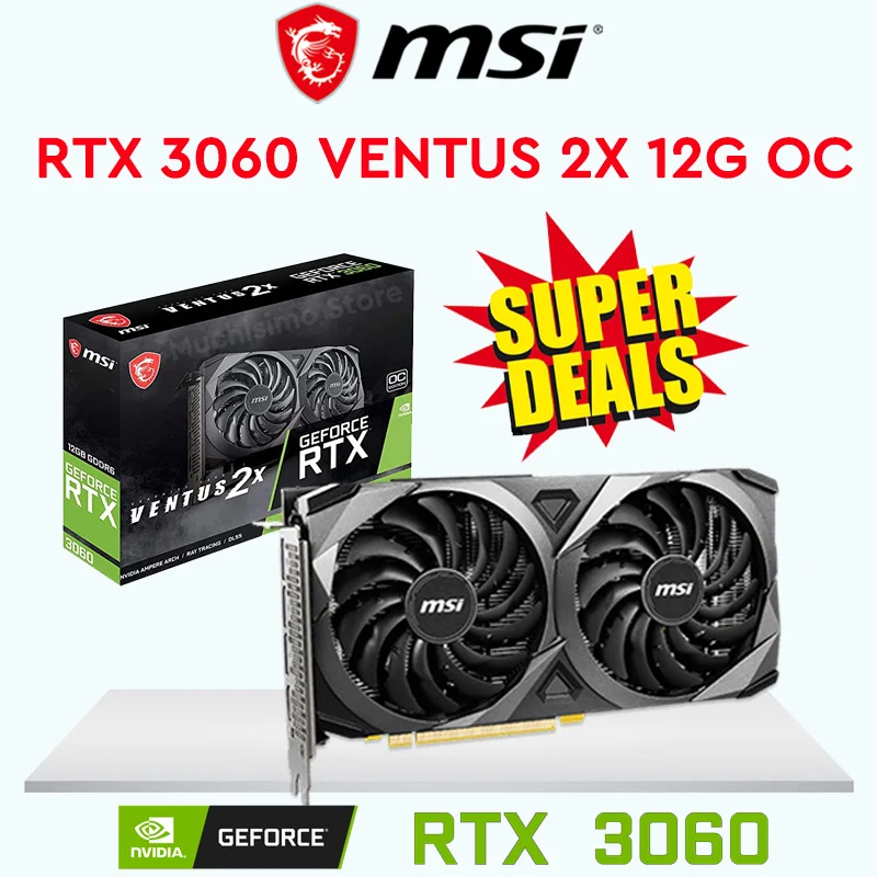 GDDR6 карта MSI RTX 3060 VENTUS 2X 12G OC LHR графика RTX3060 игровая видеокарта 15000 МГц настольная |