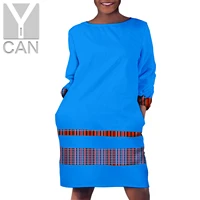 african dresses for women casual ankara print patchwork loose dresses with 2 pockets bazin riche african style clothing y2225027
