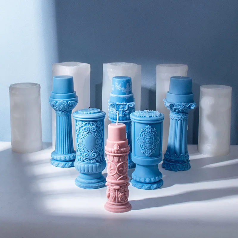

2023 Roman Pillar Aroma Candle DIY Vintage Diffuser Stone Ornament Silicone Molds Handmade Aromatherapy Plaster Resin Mould