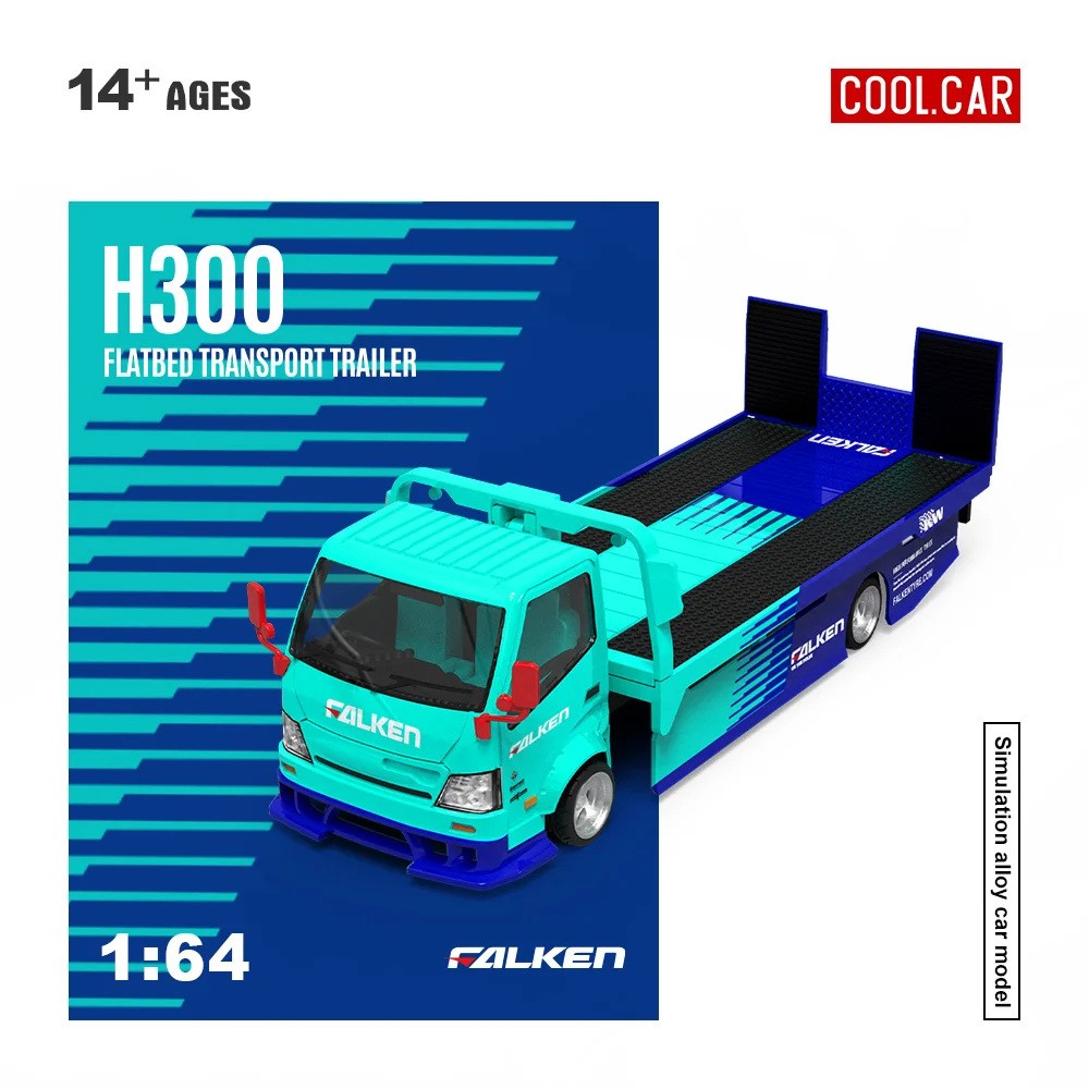 Фото Коллекционная модель автомобиля Cool Car 1:64 Falken Painting H300: Симуляция грузовика-платформы из сплава для коллекции, демонстрации и подарка №1