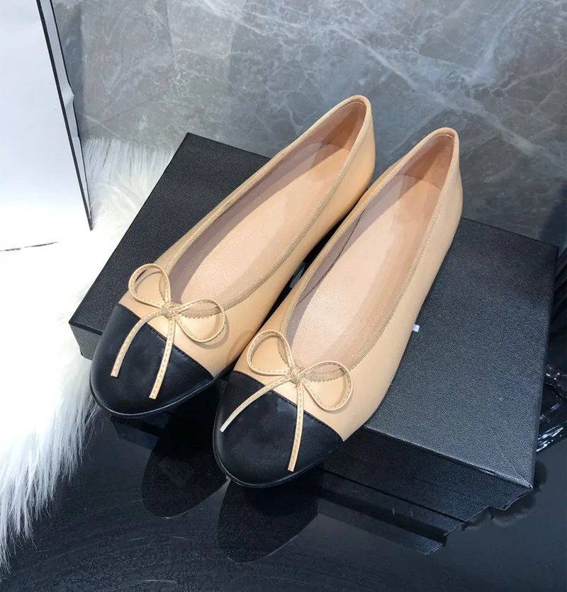 Туфли-лодочки женские с круглым носком балетки плоская подошва повседневная