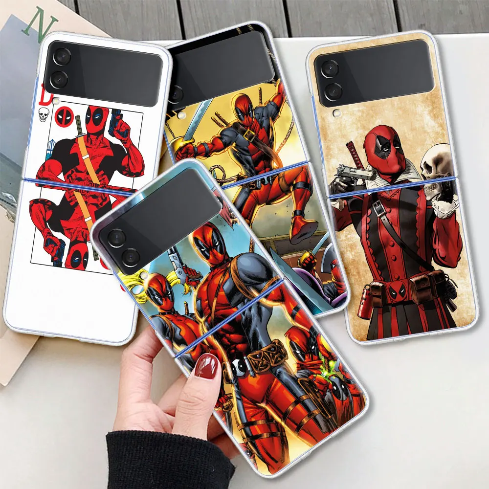 

Phone Case For Samsung Galaxy Z Flip3 Clear Hard Fold Cover Z Flip 3 5G Antiscratch Celular Coque Sac Marvel Comics Deadpool