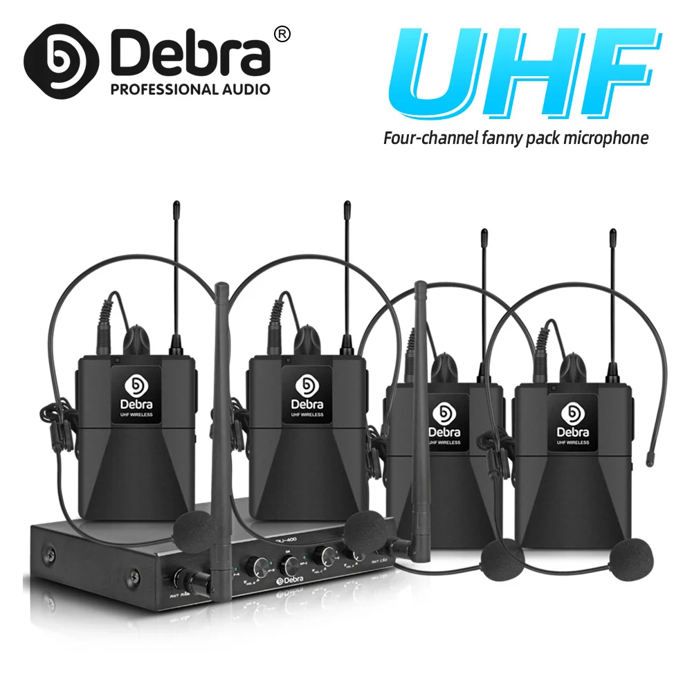 

Debra AU-400 UHF 4Channel Handheld & Lavalier & Headset Wireless Microphone System for Karaoke KTV Church Party