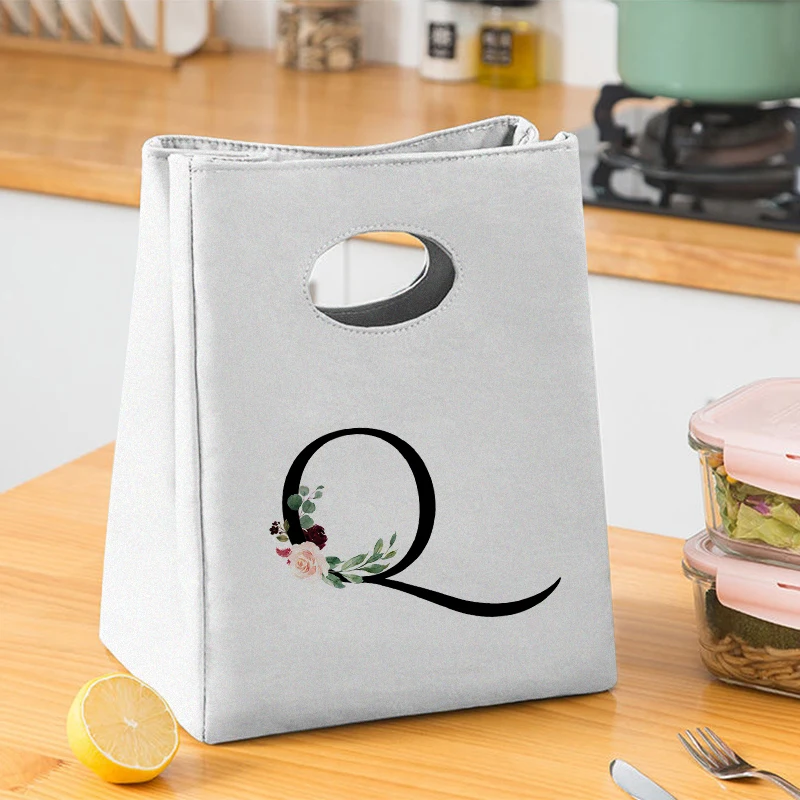 Портативная сумка унисекс для ланча с черными буквами изолированная коробка