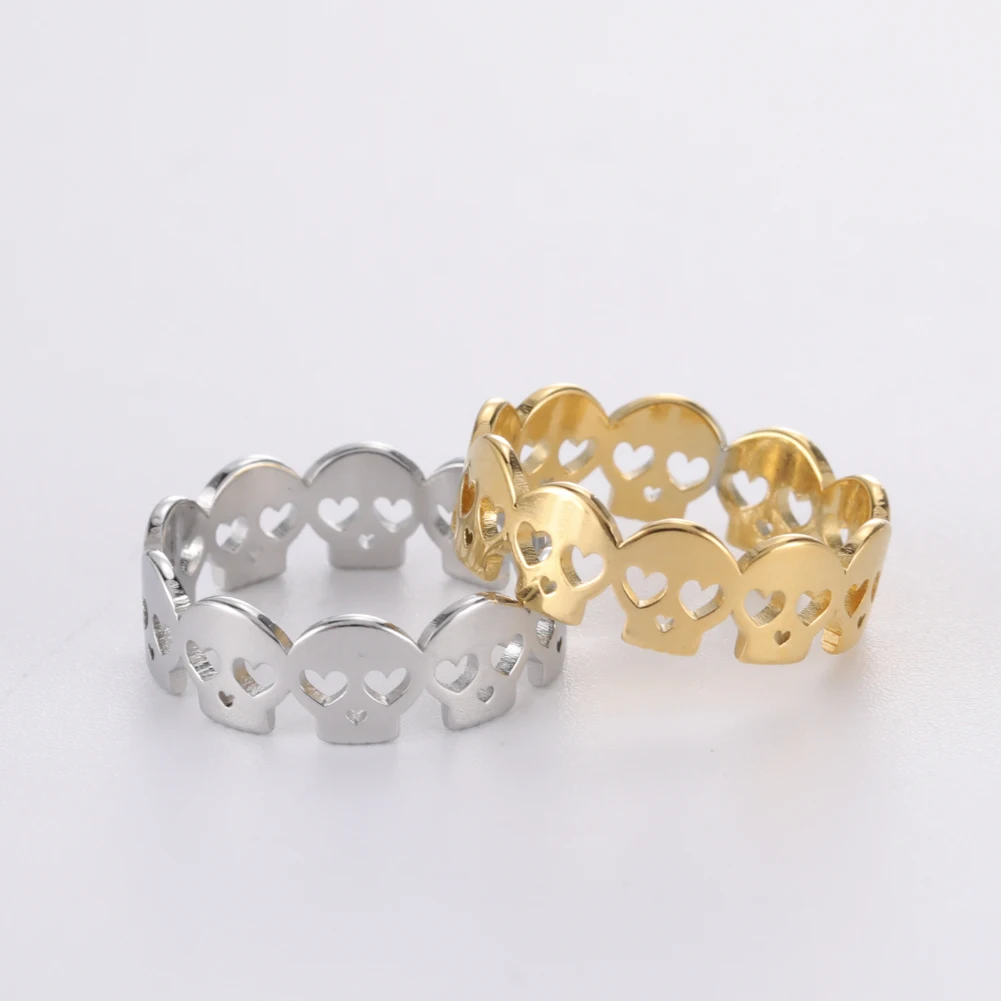 My Shape Панк Скелет черепа кольца для мужчин женщин сердце кольцо из нержавеющей