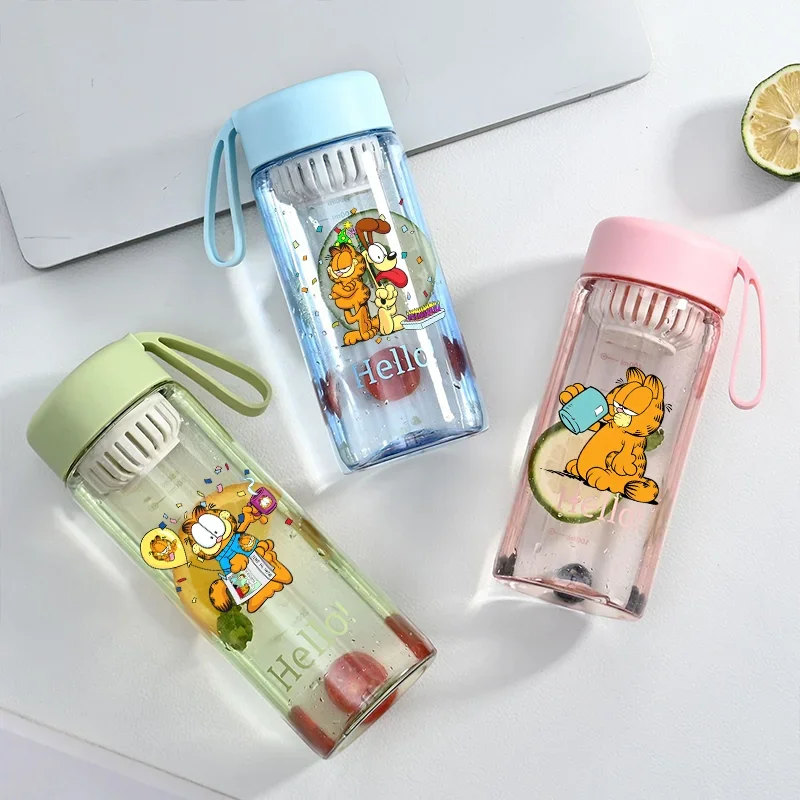 650ML Garfield Children's Plastic Water Bottle Portable Large Capacity Outdoor Sports Travel Leak Proof Cup
