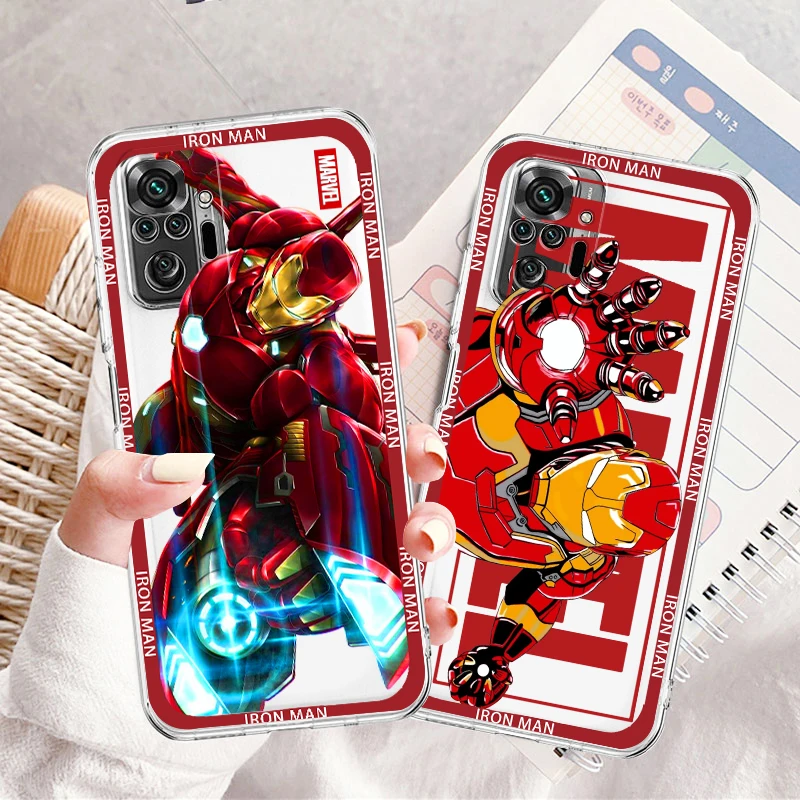 

Marvel Iron Man Avengers Cool Transparent Phone Case For Xiaomi Redmi Note 12 11E 11S 11 11T 10 10S 9 9T 9S 8 8T Pro Plus 5G 7