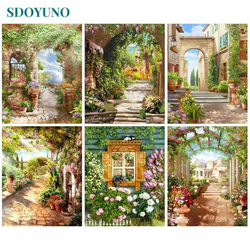 

SDOYUNO Frame DIY Painting By Numbers Scenery Diy Acrylic Paint On Canvas Picture By Numbers Handicraft For Home Decors Unique G