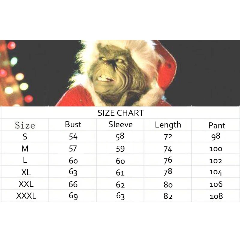 Movie Christmas Green Fur Monster Cosplay Costume Santa Xmas Outfits With Mask Props images - 6