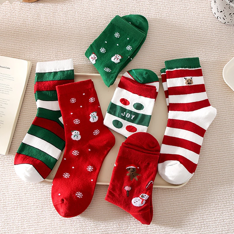 

Christmas Mid Tube Socks High Elasticity Xmas Socks Unisex Cartoon Elk Winter Socks