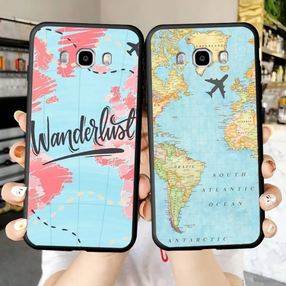 

W-World M-Map Travels Phone Case For Samsung J 7 plus 7core J7 neo J6 plus prime J6 J4 J5 Mobile Cover