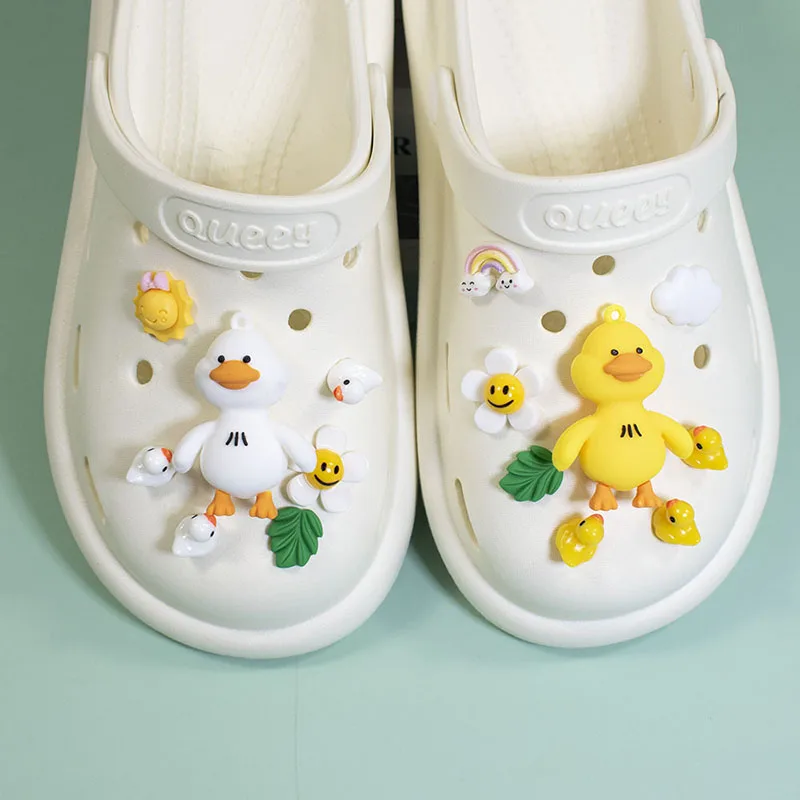 Hot Sale 1pcs Resin Shoe Charms White Rabbit Sheep Yellow Duck Accessories DIY Shoe Decorations for Croc Jibz Kids X-mas Gift