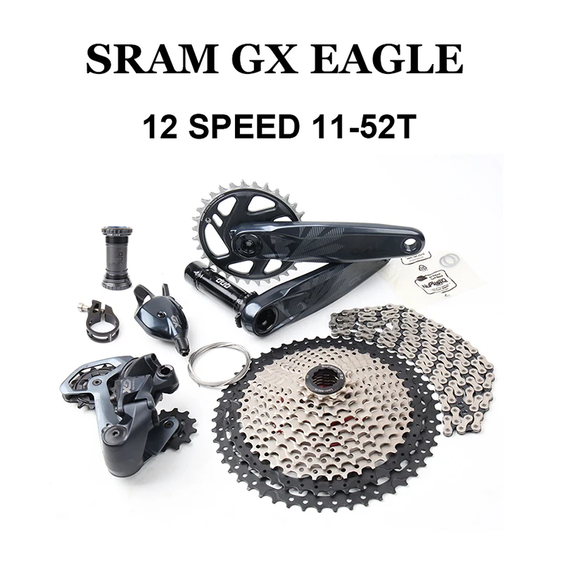

2021 SRAM GX EAGLE 1X1 2 скоростной комплект групсета DUB, кривошипная система, переключатель передач, триггер, задний переключатель, кассета 11-52T HG, цеп...