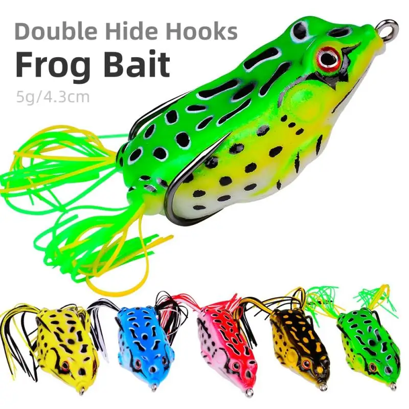 

1 Pcs 5g/4.3cm Frog Lure Soft Tube Bait Plastic Fishing Lure With Fishing Hooks Topwater Ray Frog Artificial Bait 3D Eyes Pesca