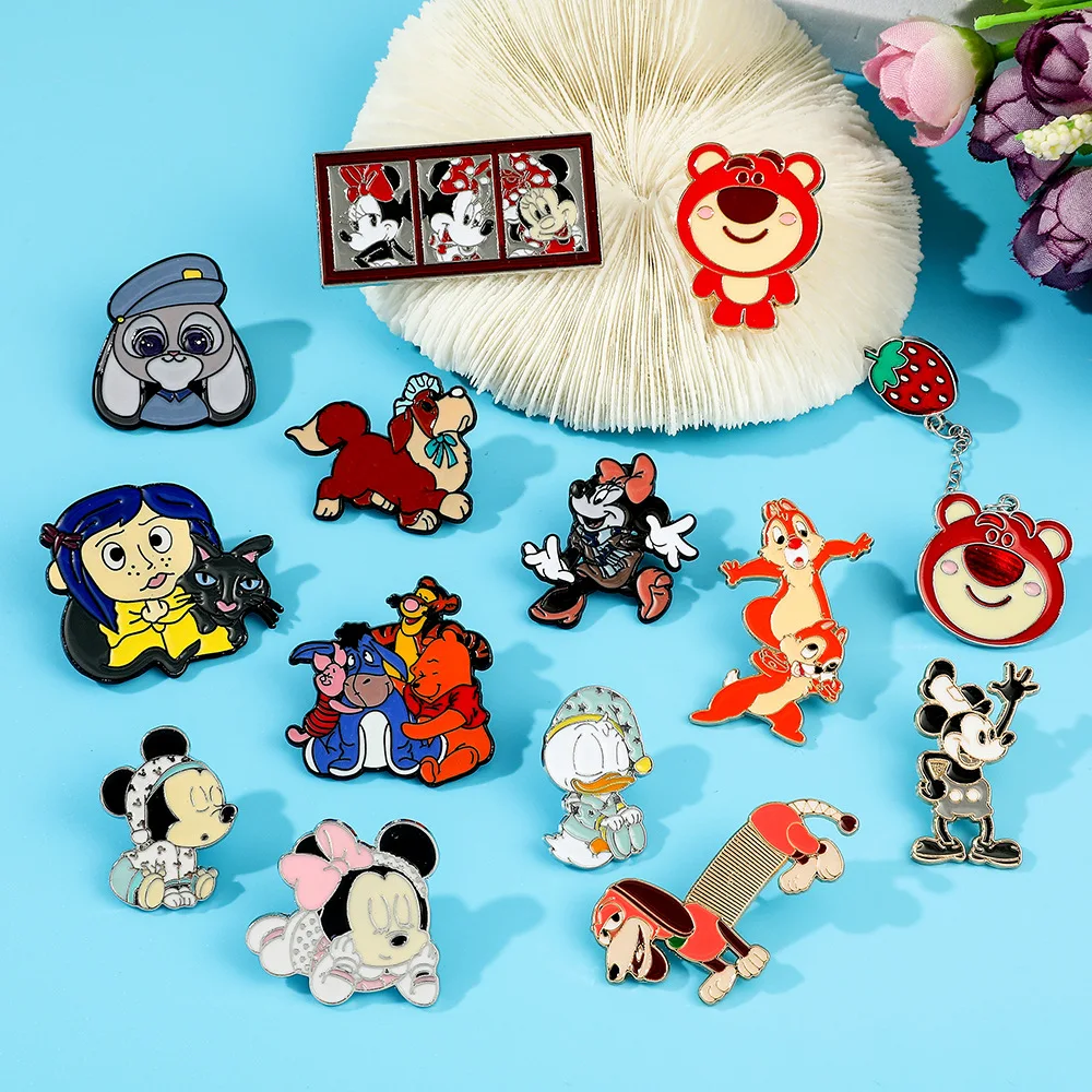

Disney Mickey Mouse Pooh Bear Anime Pin Chip 'n' Dale Cartoon Badge Animals Cartoon Brooch for Bags Hoodies Lapel Pin Jewelry