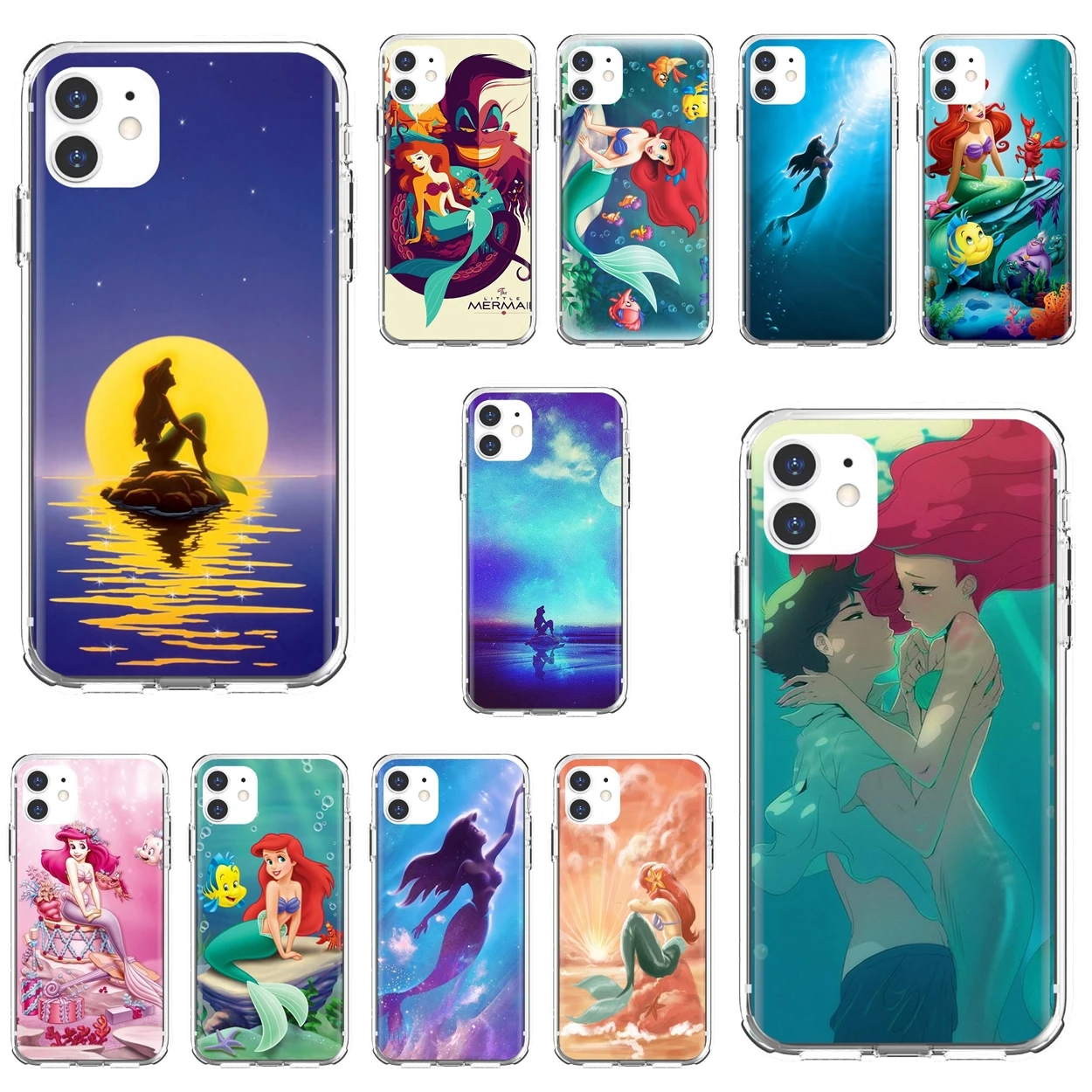 

Silicone Shell Cases For iPhone 10 11 12 13 Mini Pro 4S 5S SE 5C 6 6S 7 8 X XR XS Plus Max 2020 The Little Mermaid Princess