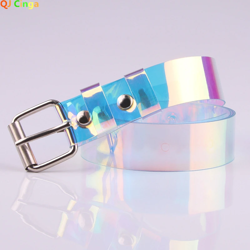 2023 New Classic Women's Belts Simple Versatile Student Belt Women Fashion Dazzling Color Transparent Plastic Female Waistband