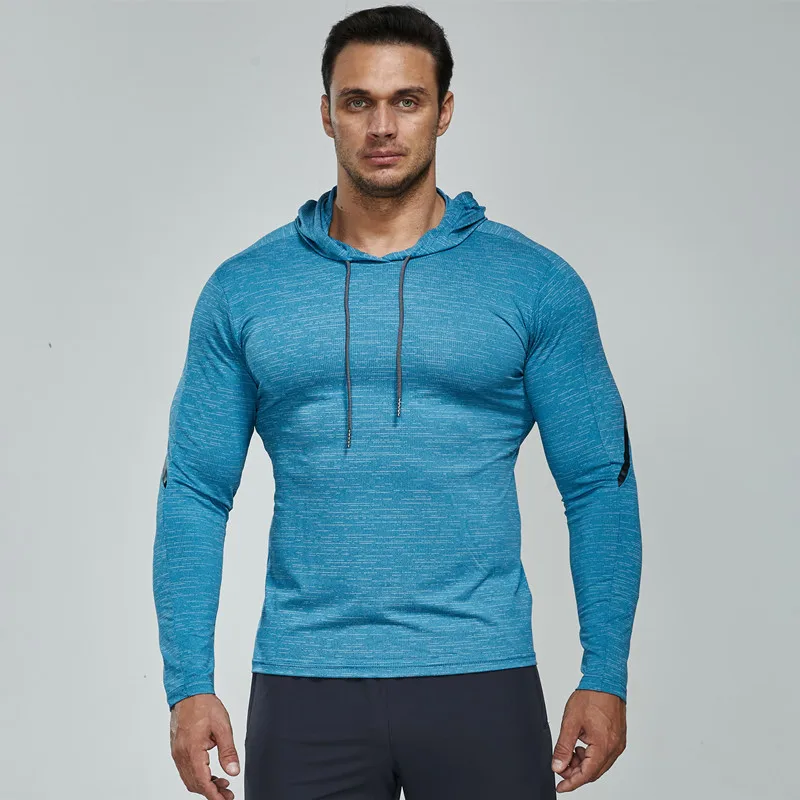 Купи Men Long Sleeve Compression Tshirt Male Fitness Sport Hoodie Gym Running Sweatshirt Tops Bodybuilding Tee Homme Outdoor Clothes за 1,228 рублей в магазине AliExpress