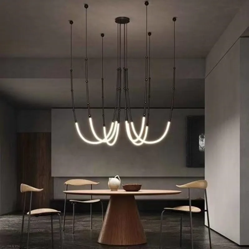 

Nordic Villa Led Pendant Lights Loft Stair Lustre Led Luminarias Minimalism Bamboo Hanging Lamp Art Deco Indoor Lighting Fixture