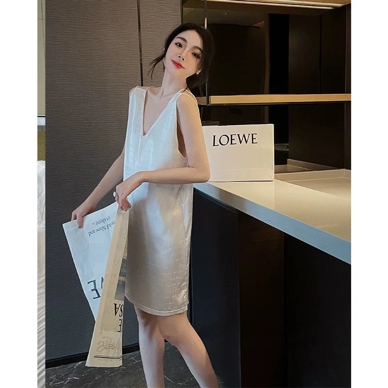 Новинка 2023 г. Летняя шелковая женская ночная рубашка High Sense Женская летняя