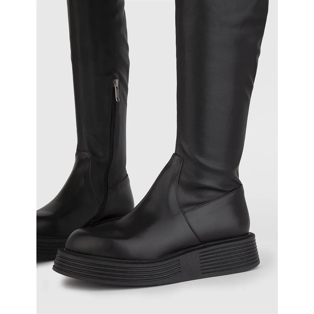 

Dorlie Wilmer Leather Women Black Stretch Boots