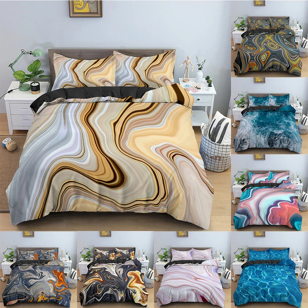 

Комплект постельного белья с абстрактным рисунком под мрамор, пододеяльник, 3D одеяло, простыни, односпальный, двуспальное, пододеяльник с н...