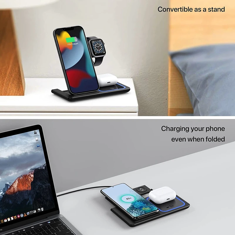 15w wireless charger stand for iphone 13 12 11 xr x 8 airpods pro 3 apple watch 3 in 1 charging dock station for samsung s20 s10 free global shipping