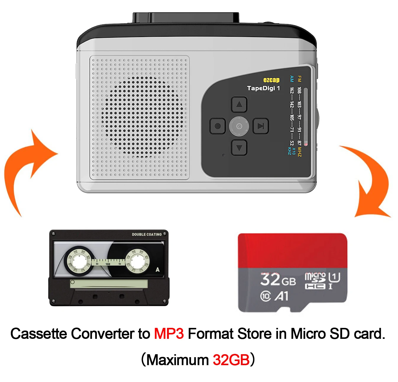 With Am/fm Radio Cassette To Mp3 Converter Save To Tf Card N
