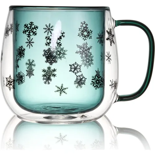 Посуда Linan из двойного стекла/Настенная стеклянная чашка новогодняя кружка для