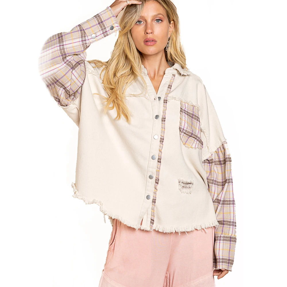 Женские куртки и пальто на зиму 2022 потертые джинсовые рваные джинсы в стиле