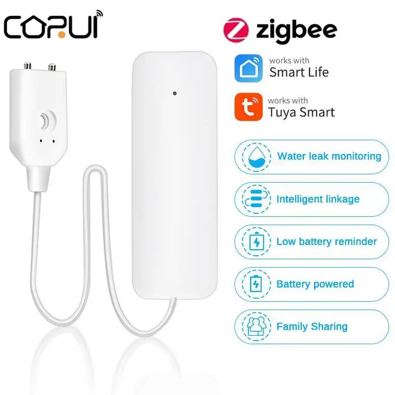 

Сигнализация утечки воды CORUI Tuya Zigbee, детектор, система оповещения о переполнении, работает со шлюзом