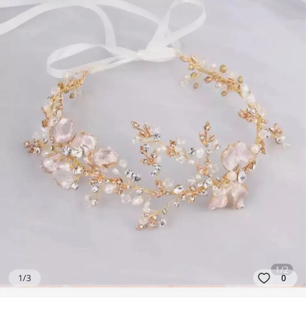 

Золотистая свадебная тиара с листьями, корона, жемчуг, свадебная повязка на голову