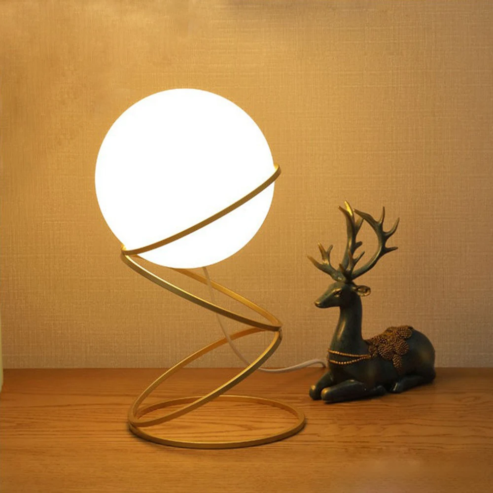 

Modern ball table lamp bedroom bedside lamp Nordic ins girl home warm decoration living room creative lamp