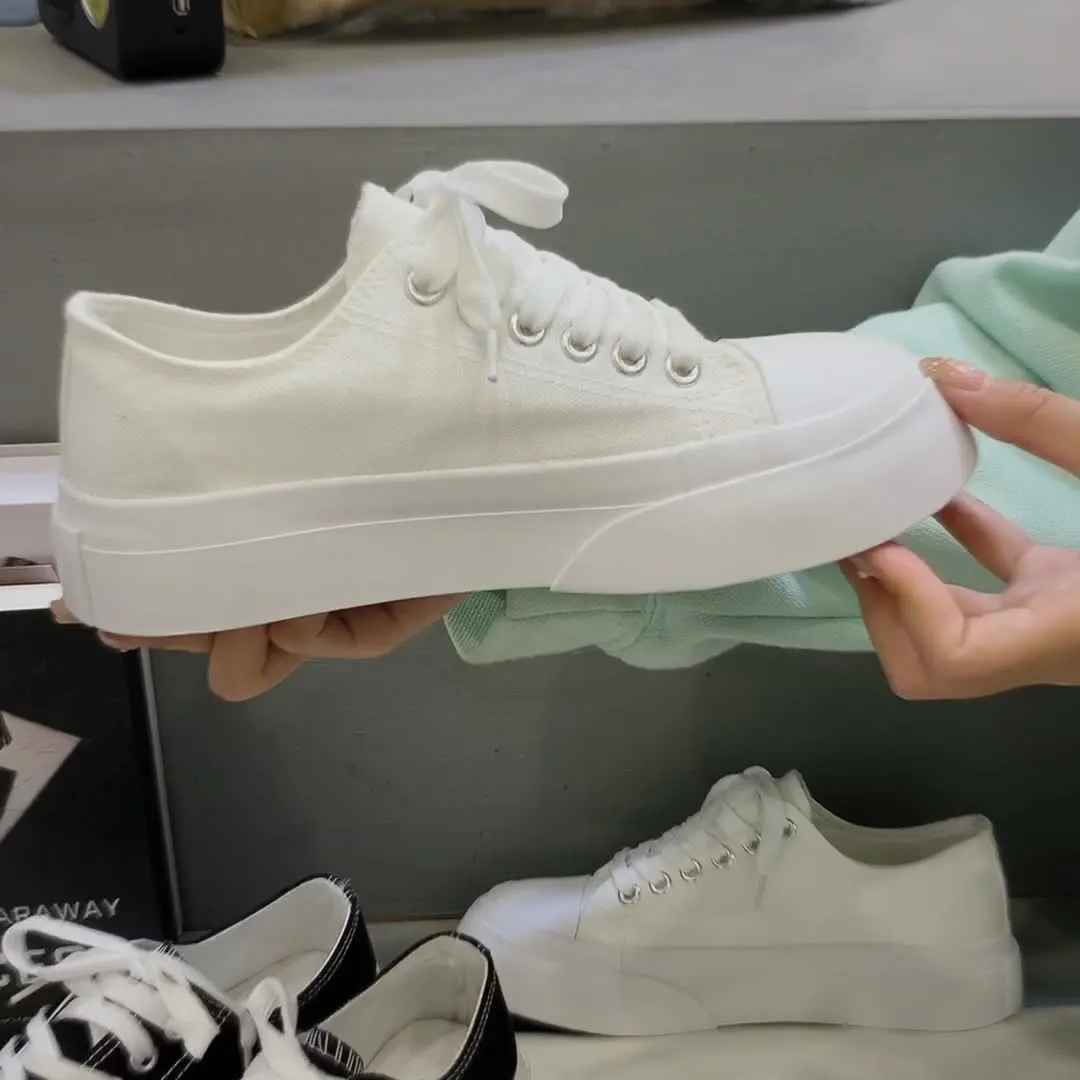 Ins Canvas Shoes Women's Korean Version Ulzzang Tide Harajuku Style Big Head Shoes 2022 Spring Casual Small White Shoes Board