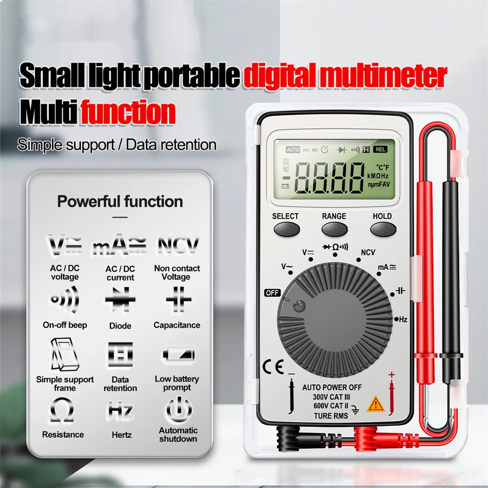 

ANENG AN101 Digital Multimeter Multimetro Tester with Test Lead DC/AC Voltage Current LCR Meter Pocket Professional Testers