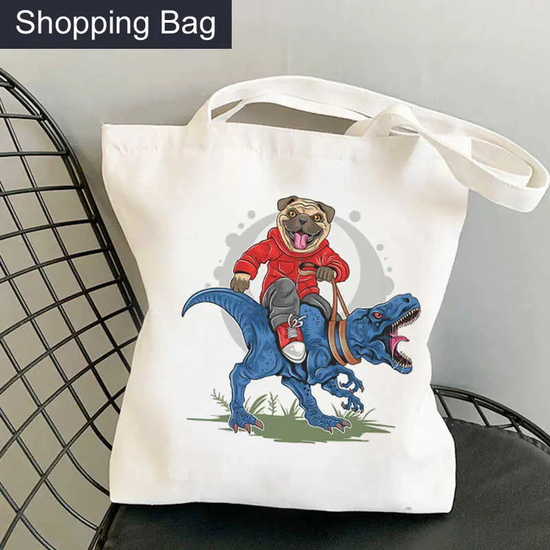 

Pugs Pug Dog Shopping Bag Shopper Shopping Tote Eco Bolsas De Tela Handbag Bag Woven Bolsa Compra Foldable Reusable Cabas