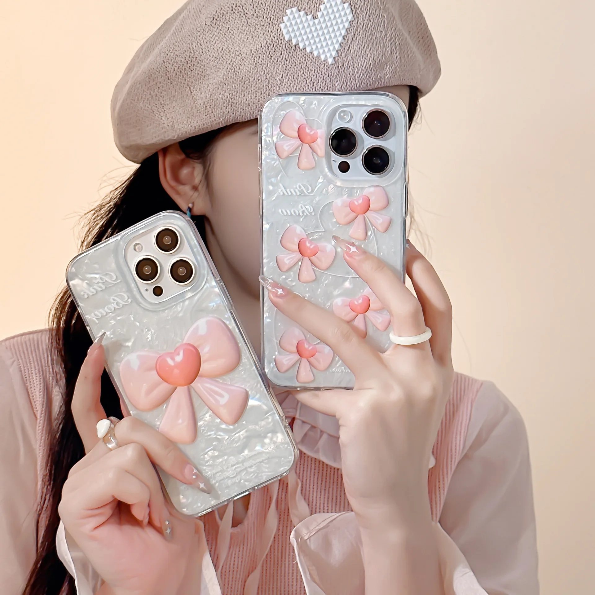 Oil painting with bow and shell pattern Phone Case For iphone 14 13 12 11 Pro Max X XR XSMAX 7 8 Plus SE TPU Case Cover