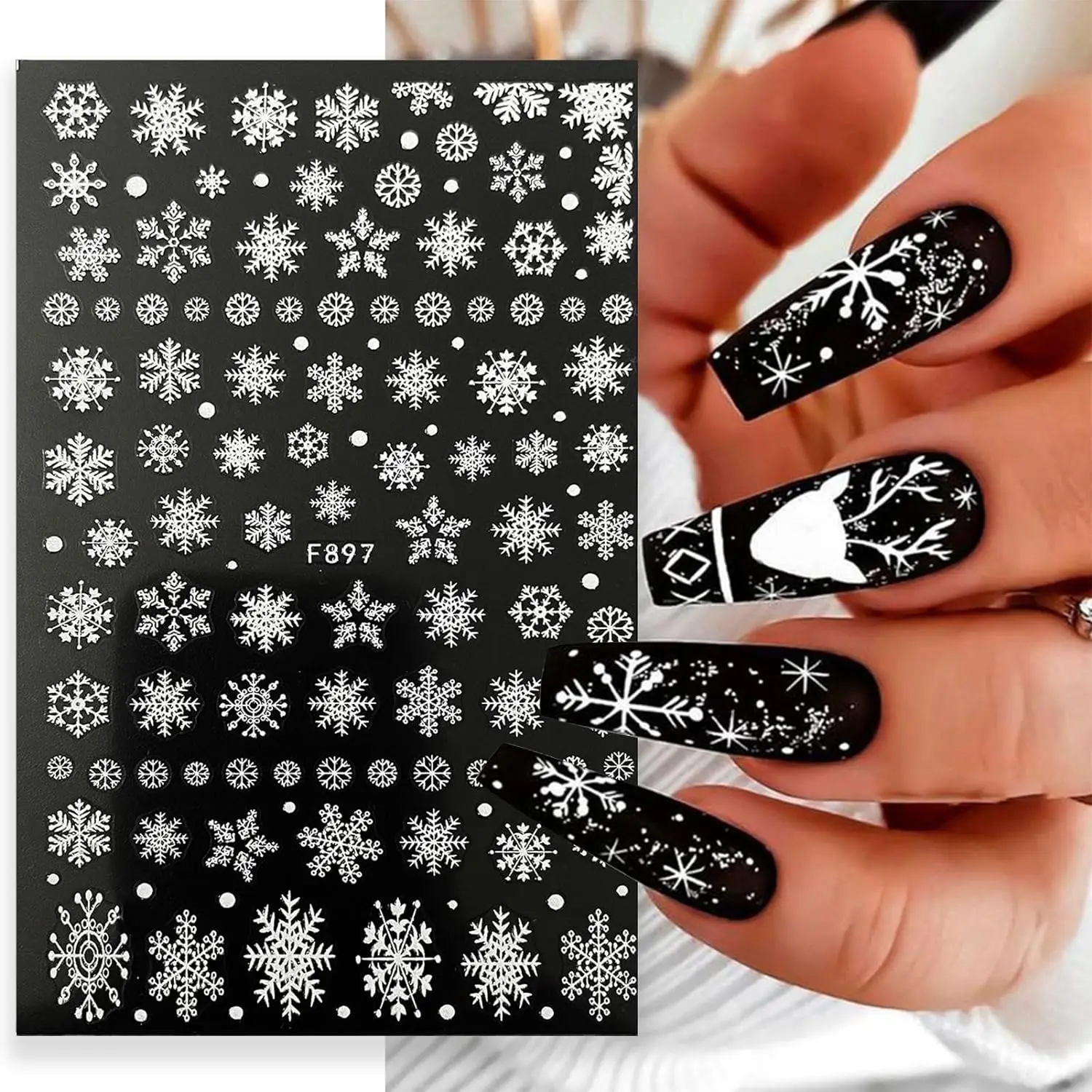1 шт. белая наклейка на ногти в виде снега