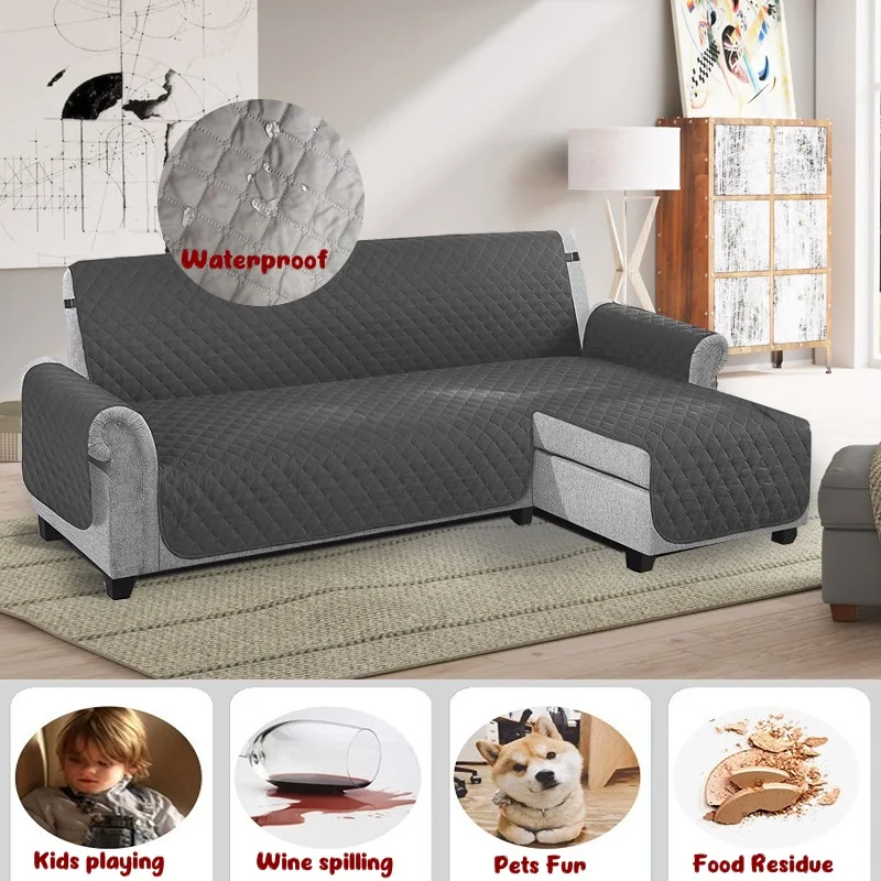 

L Shape Sofa Cover Anti-slip 2Sides Using Sofa Slipcover Solid Corner Water Repellent Couch Mat Cat Dog Kids Furniture Protector